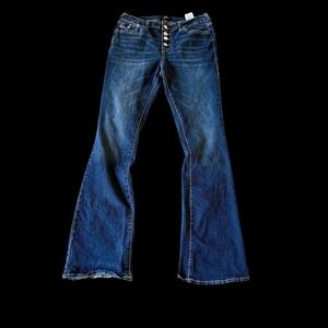True Religion Becca Mid Rise Bootcut Jeans Dark Wash Button Fly 28